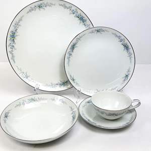 Lot #36 Vintage Noritake Roseberry Dinnerware 5 pc Place Settings - Service for 3