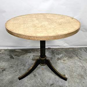 Lot #57 Vintage Contemporary Round Table with Resin Crackle Finish and Metal Base with 3 Legs