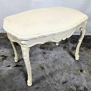 Lot #58 Antique Wood End Table painted White