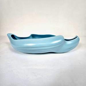 Lot #79 Mid Century Modern Blue Ceramic Console Bowl - California Pottery