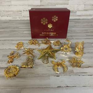 Lot #3 Danbury Mint Collectible Brass Christmas Ornaments and Tree Topper