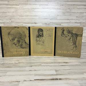 Lot #5 Lot of 3 Vintage Art Masters Hardcover Books Leonardo Da Vinci, Picasso and Michelangelo