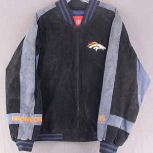 Lot #37 Denver Broncos Jacket Mens XL NFL Suede Varsity Style Embroidered Quilted Lined