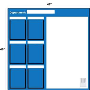 Lot #52 Key Performance Indicator (KPI) Board - Document Holder, 48” H x 48” W Dry Erase Whiteboard