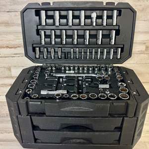 Lot #60 Used Hart Mechanics Tool Set is a comprehensive set includes a range of SAE and Metric sized sockets and drive tools