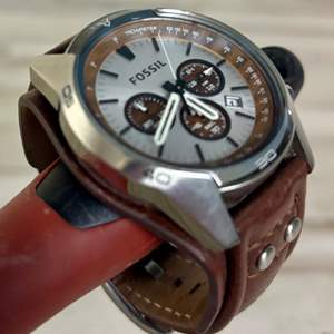 Lot #66 Pre-Owned Fossil Men's Coachman Quartz Stainless Steel and Leather Chronograph Watch