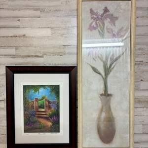 Lot #73 Lot of 2 Hanging Wall Art Framed Landscape Art Glass Covered Art