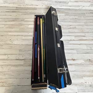 Lot #84 Lot of 2 Sportscraft Pool Cues with case