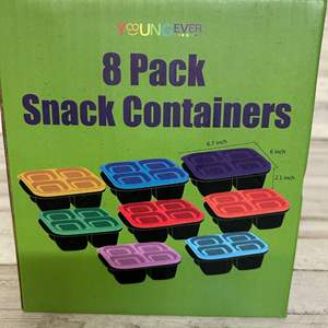 Lot #88 8 Pack of 4 Compartment Snake Containers Multi Color Dishwasher and Microwave Safe