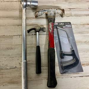 Lot #117 Pre-Owned Lot of Assorted Tools Ratchet Hammers and Hacksaw