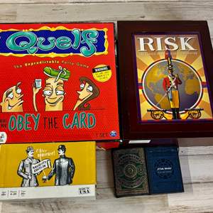 Lot #140 Pre-owned lot of board games and party games and specialty Star Wars playing cards