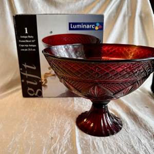 #143.50 NIB Antique Ruby Footed 10” Bowl 