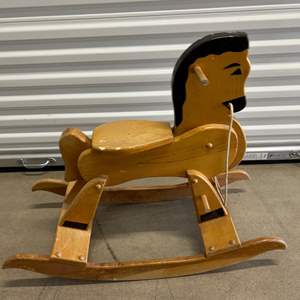 Lot #172 Vintage Hand crafted Solid Wooden Rocking Horse for Kids Vintage Wooden Rocking Horse