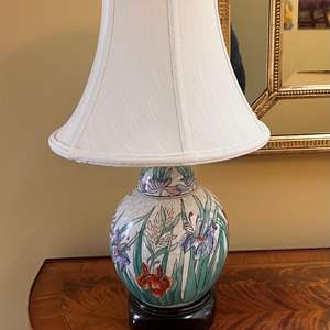 Lot # 2 -  Vintage Asian Inspired Floral Lamp and Decor