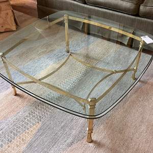 Lot # 16 -  Vintage Glass Top Coffee Table