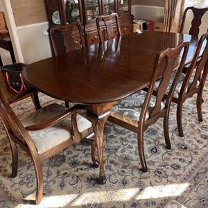 Lot # 24-   Elegant Harden Dining Room Set - 8-Piece Cherry Wood Table and Chair Lot