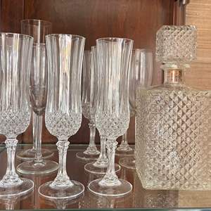 Lot # 26 -  Vintage Glassware and Crystal Collection and Decanter Set 