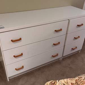 Lot # 97 - Modern White Dresser with Wooden Handles