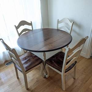 Lot #11 -  Vintage Round Dining Table Set with Four Chairs