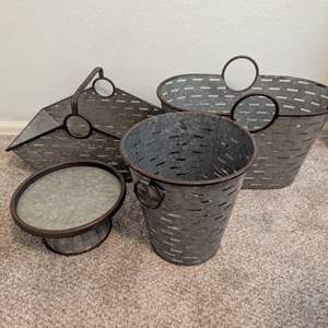 Lot #33 -  Vintage Galvanized Basket Set - Decorative Storage Solution.