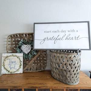 Lot #36 -  Home Decor Lot - Basket and Inspirational Wall Art