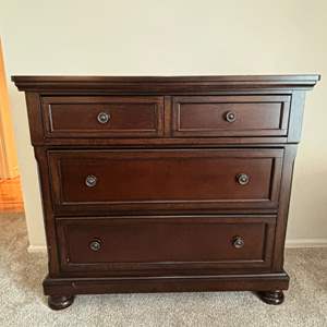 Lot #72 - Walter of Wabash Brown Wooden TV Stand with Storage.