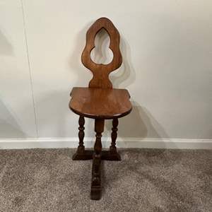 Lot #81 -  Antique Wooden Sewing/Spinning Chair - Unique Design