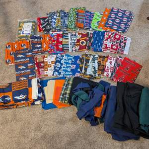 Lot #93 -  Sports Fabric Lot - NFL, NCAA, NBA Themes - Assorted Patterns & Colors