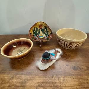 Lot #98 -  Vibrant Southwestern Pottery Collection - Watt Decorative Bowls & Figurines.