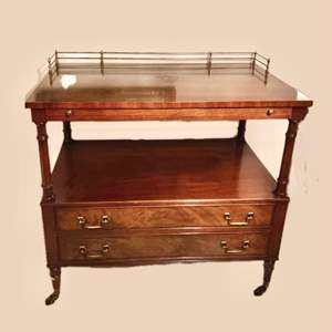 Lot #133 -   Mahogany Bar Cart by Morgantown - Vintage with Copper Lined Tray