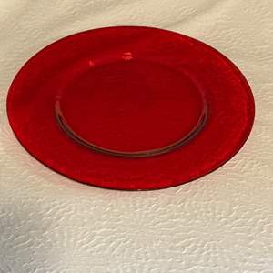 Lot #187 -   Noble Excellence Red Glass Platter/Charger Plates Set of 6 - 13" Diameter