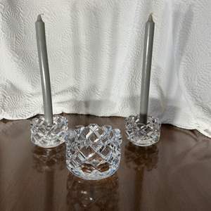 Lot #4 -   Orrefors Crystal Set - Votive with Two Candlestick Holders.