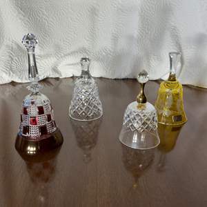 Lot #11 -   Set of Four Decorative Bells - Waterford, Egermann, & More.