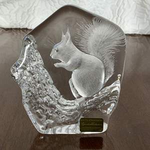 Lot #13 -   Mats Jonasson Lead Crystal Squirrel Figurine