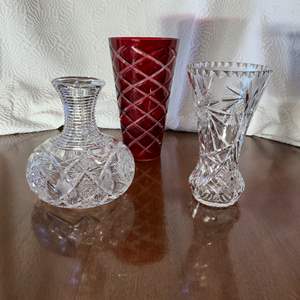 Lot #17 -   Glass Vase Lot - American Brilliant and Printed Glass.