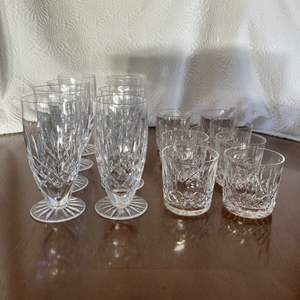 Lot #18 -   Waterford Lismore Barware Collection - 8 Water Goblets & 8 Double Old Fashioned Glasses.