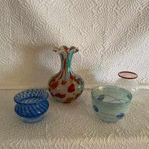 Lot #65 -   Artistic Glass Collection - Murano Glass Vase & Boda Sweden Bowls