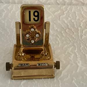 Lot #84 -   Vintage Gold Plated Flip Calendar with Rhinestones - Working Month/Day/Date.