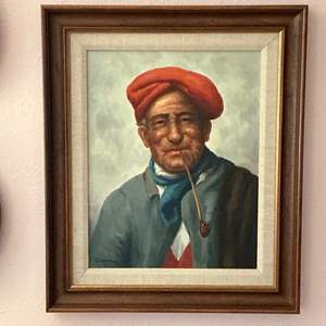 Lot #115 -   Vintage Oil Painting - Man with Pipe by Ciappa, 2001.