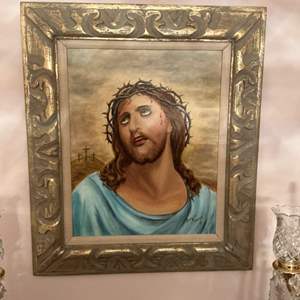 Lot #135 -   Original Oil Painting by Bessie Simons - Jesus at Crucifixion.