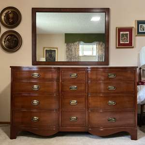 Lot #144 -   Heirloom Quality Henredon Dresser and Mirror Set