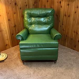 Lot #175 -   Vintage Green Vegan Leather Armchair