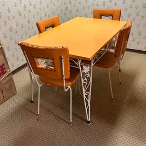 Lot #177 -   Mid Century Modern Dinette Set - Table with Leaf and Four Chairs.