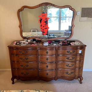 Lot #90 -  Vintage French Provincial Dresser with Mirror - Mid 20th Century.