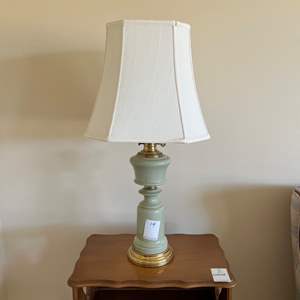 LV- Lot #14 - Vintage Jade Green Table Lamp