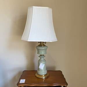 LV- Lot #13 -  Vintage Jade Green Ceramic Lamp