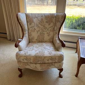 LV- Lot #5 -  Vintage 1960s Wingback Chair w/ Butterfly Fabric