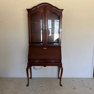 LV- Lot #8 - Antique Mahogany Secretary Desk with Glass Curio Top