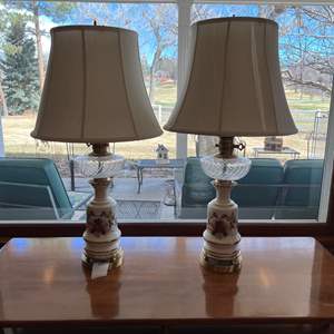 F- Lot #35 - Ceramic, Brass & Glass Lamps