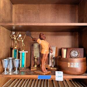 O- Lot #82 - Vintage Sports Trophy Lot - Tennis Figurine, Awards & More